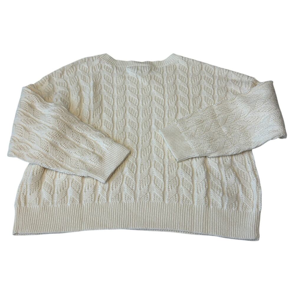 Eberjey Women's Cable Knit Recycled Cotton Sweater Size XL Cream Crewneck NWT - Picture 2 of 9